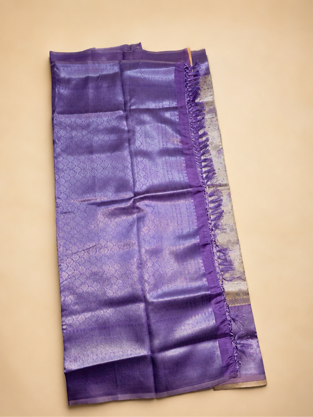 Lavender & Ivory Semi Soft Silk Saree
